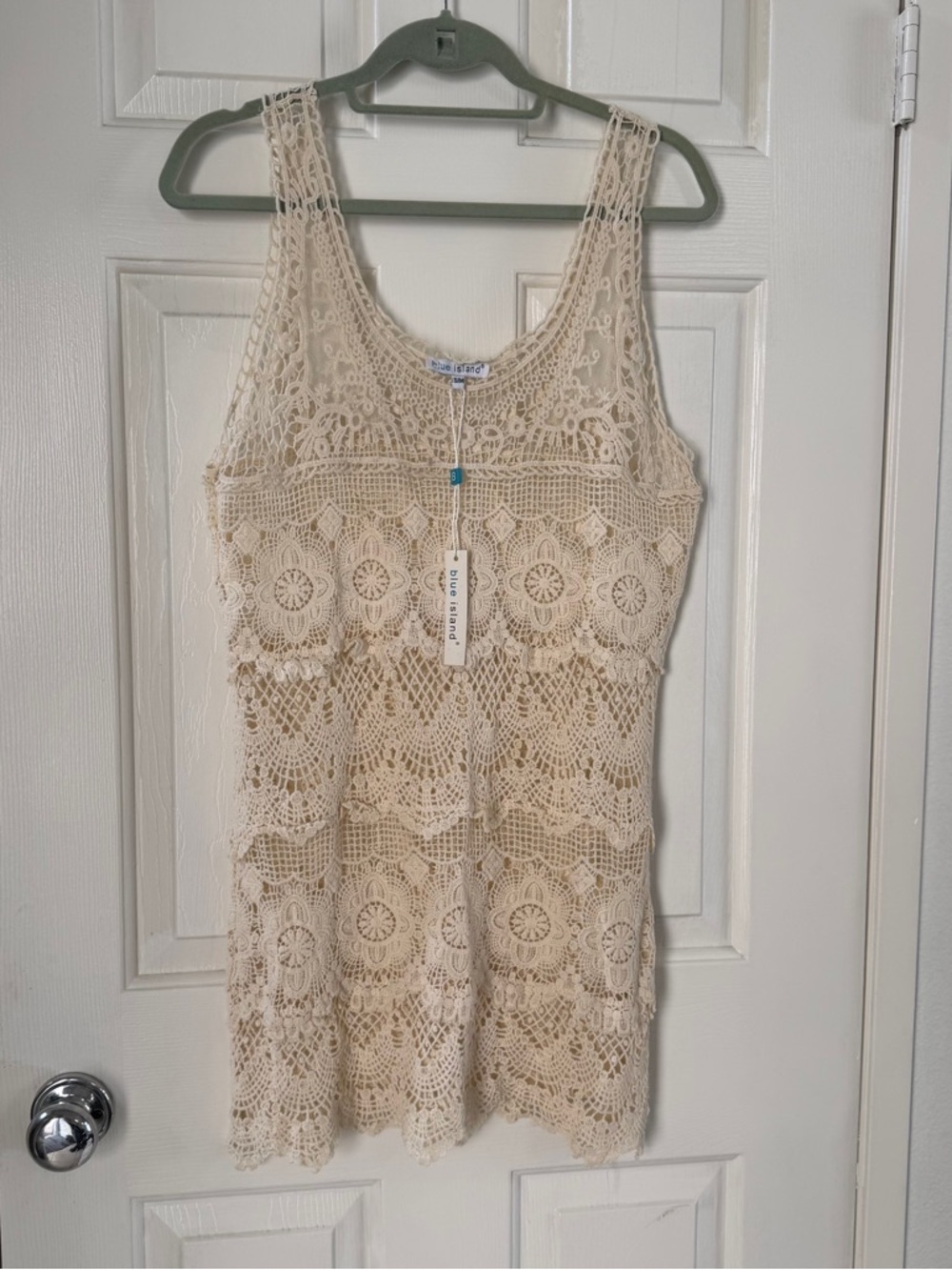 blue island Crochet Tunic - Cream